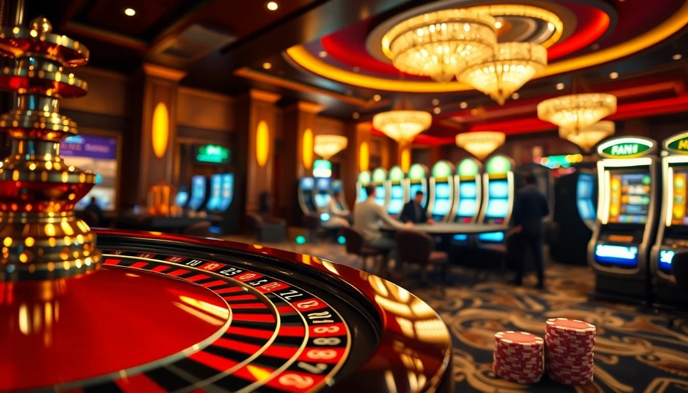 Engaging with the excitement of casino games at link kp88 with poker chips and roulette.
