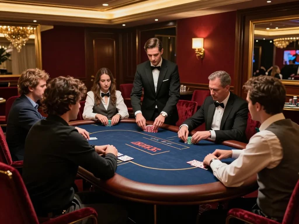 Players enjoying a high-stakes game at SC88’s luxury poker table, capturing the excitement of casino gameplay