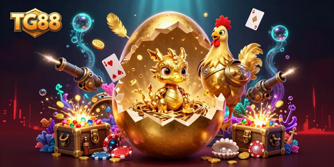 Engage with TG88's exciting world of casino gaming featuring vibrant dragon and poker chip elements.