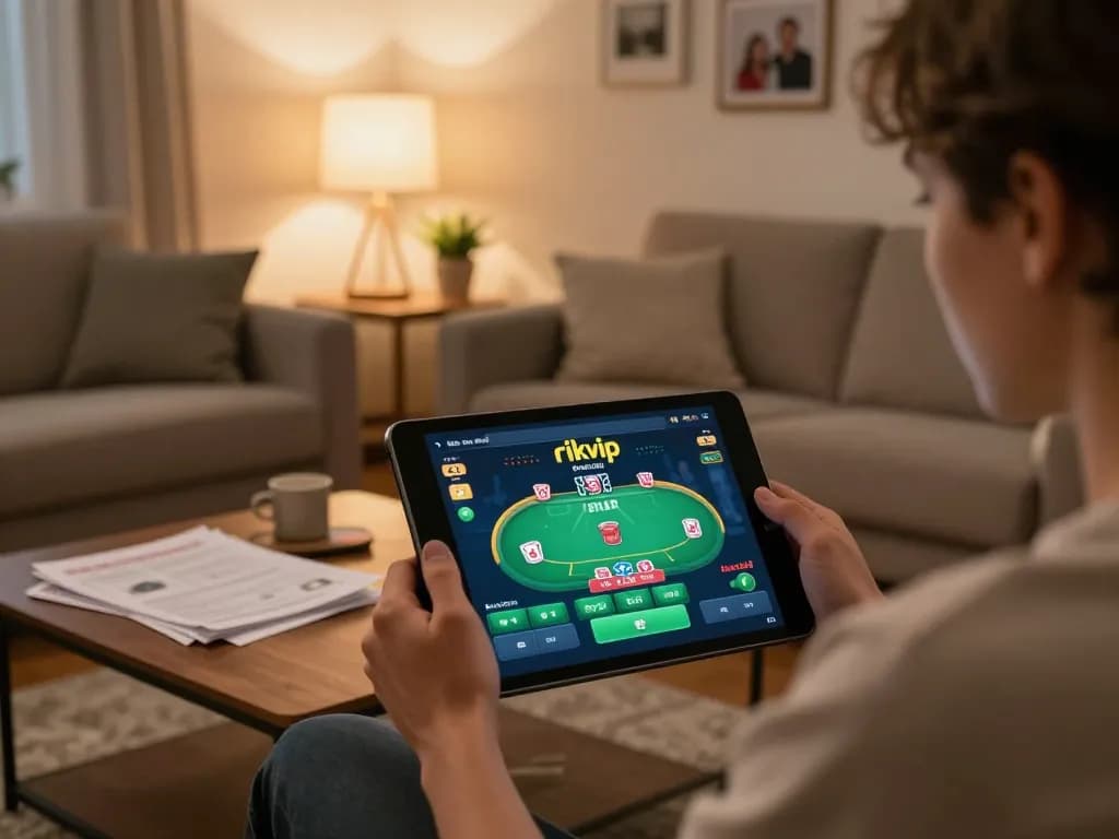 Play poker and explore exciting games on the rikvip online gambling platform from home.