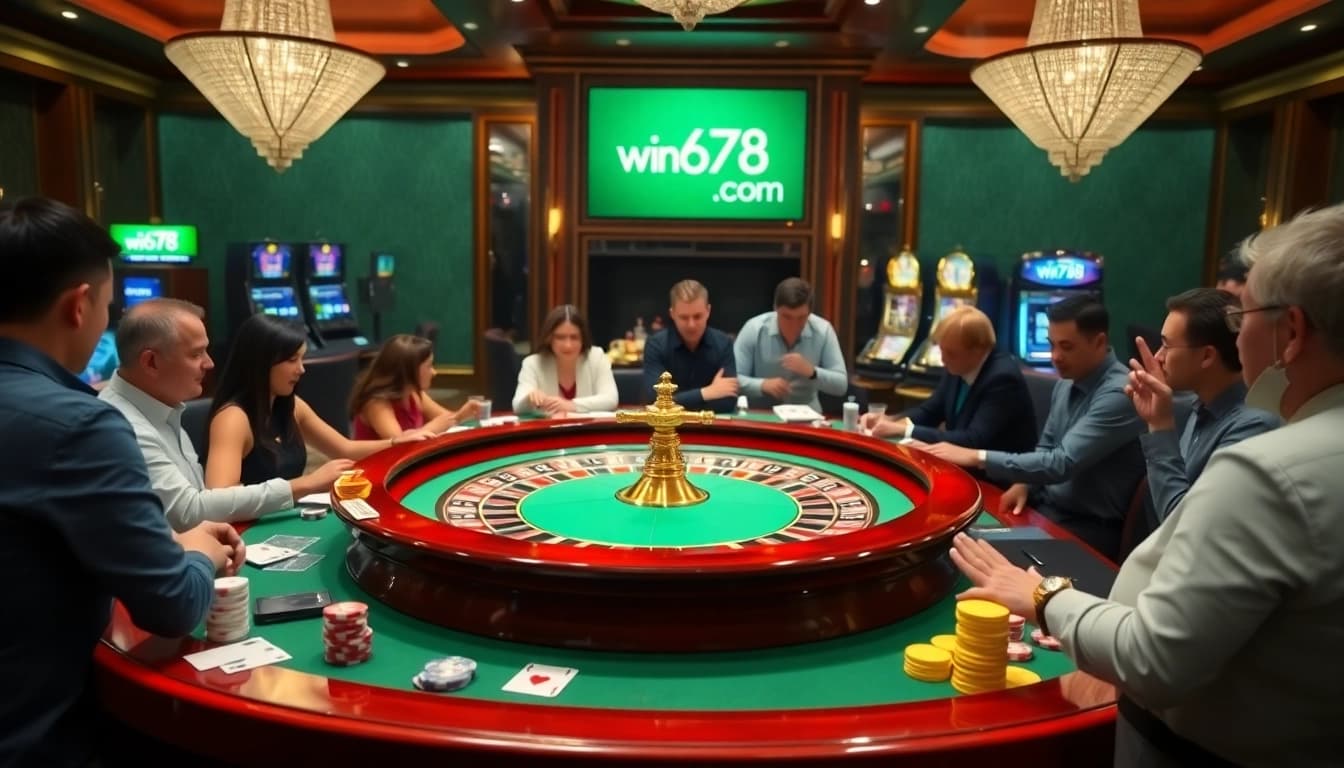 Experience luxurious gambling at win678 com with an exciting roulette table and vibrant poker chips.