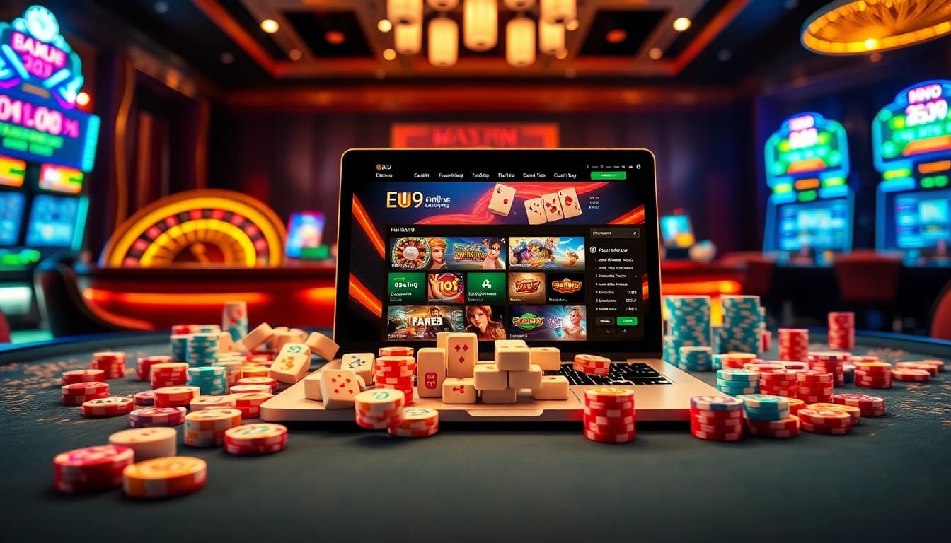 Enjoy a thrilling game at the EU9 online gambling site with vibrant casino elements and exciting promotions.