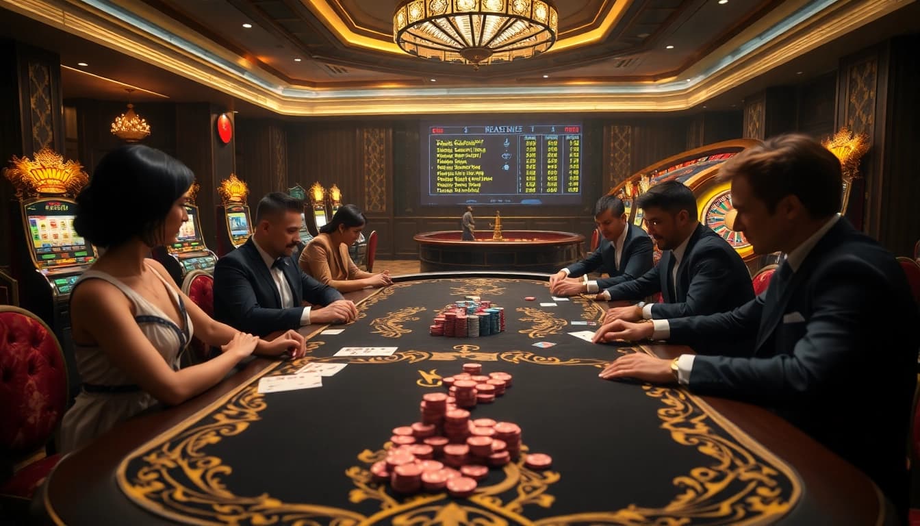 Kèo nhà cái 5 enhances your betting experience at a luxurious casino table with expert players.