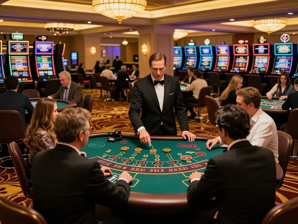 haywin players engaging in thrilling casino gameplay at luxurious tables with vibrant decor