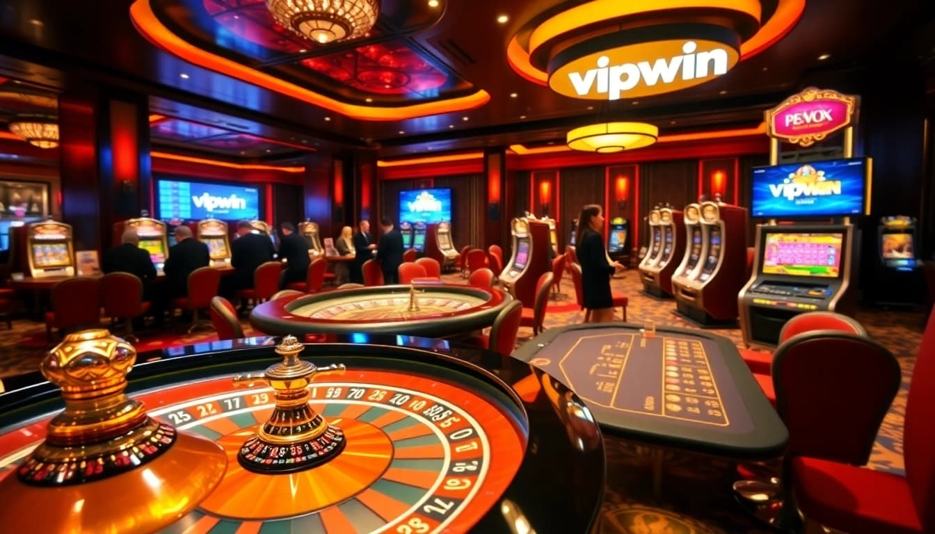 Engage with thrilling casino games at vipwin, featuring luxurious tables and vibrant slot machines.