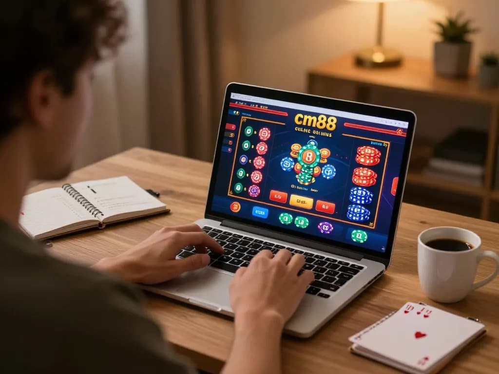 Engaging online gameplay on cm88 showcased by a focused gambler in a modern setting.