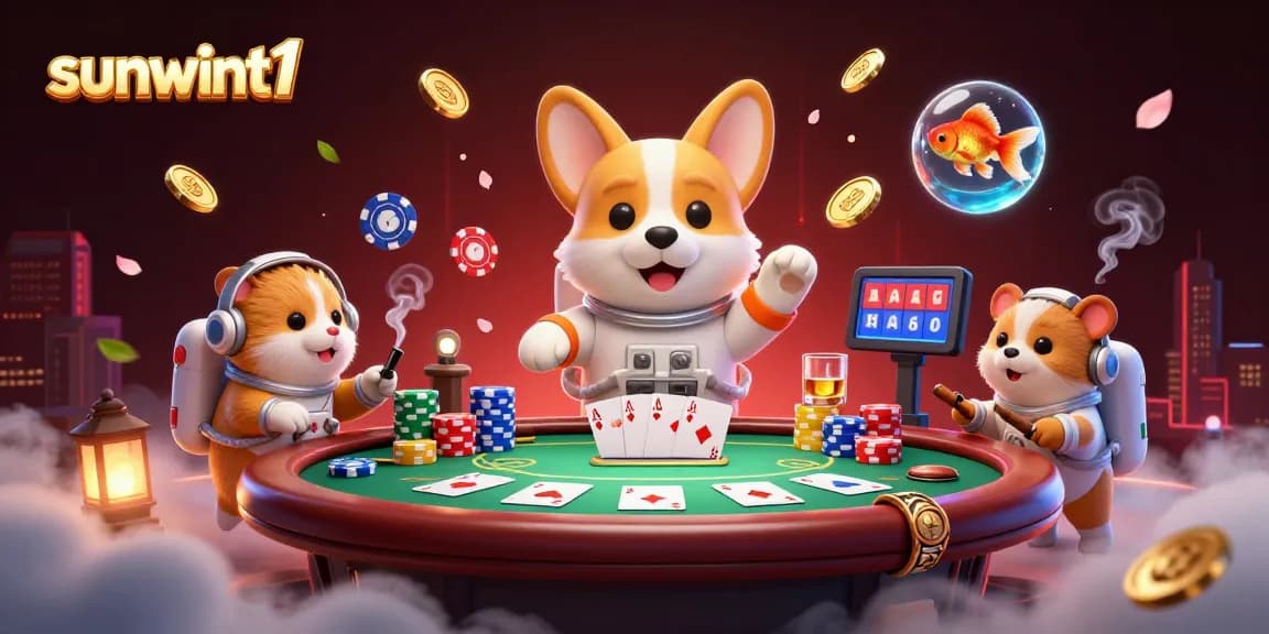 Experience the thrills of sunwint1 with a cheerful corgi astronaut in an immersive casino space scene.