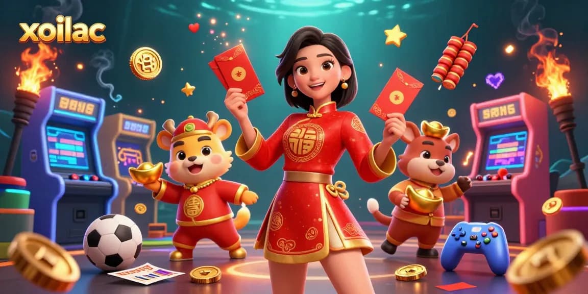 Bet on sports with xoilac featuring a vibrant celebration scene and betting icons.