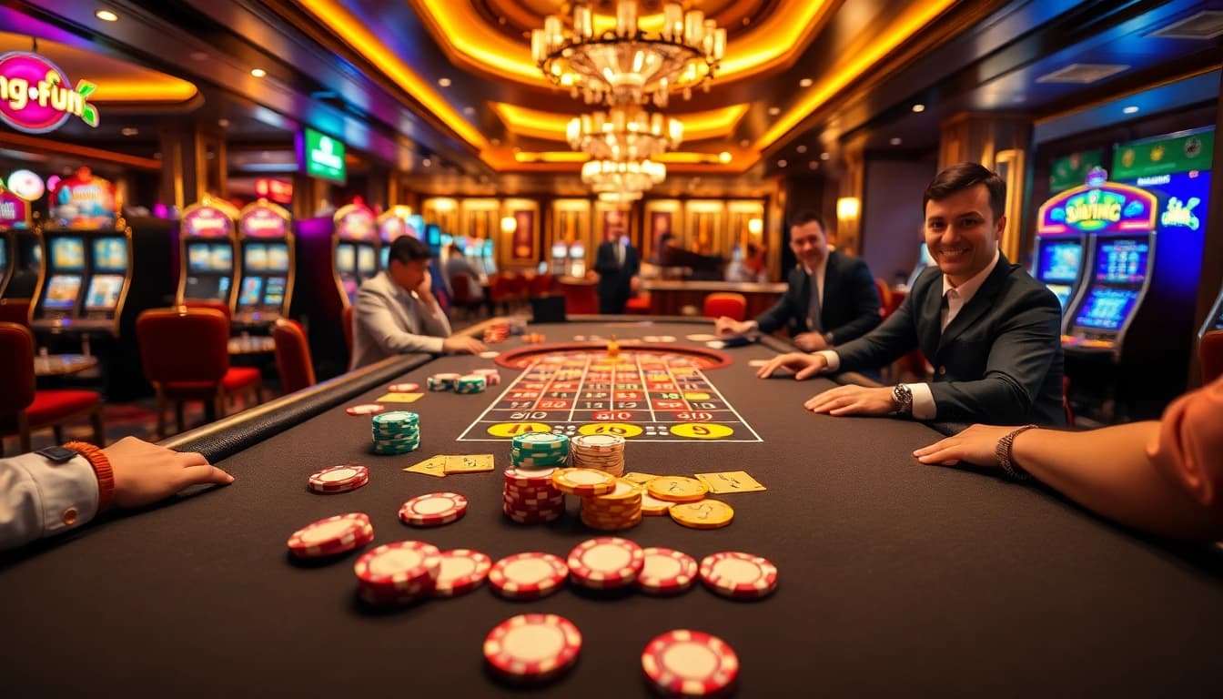 Experience the excitement at King Fun with vibrant gaming tables and enthusiastic players.
