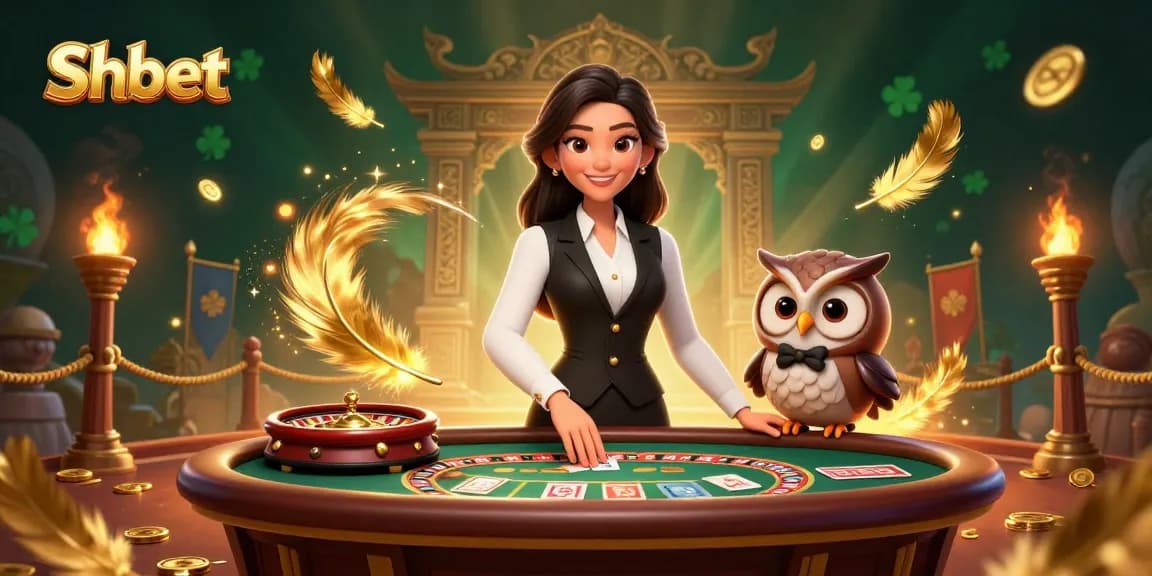 Experience the thrill of gaming at Shbet with a vibrant casino scene featuring skilled dealers and exciting game elements.