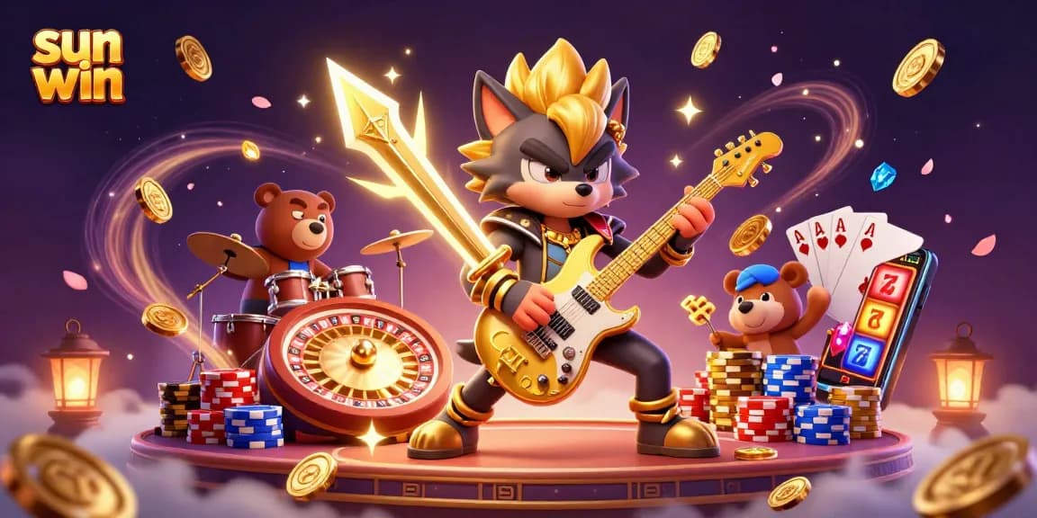 Experience the excitement of sun win with animated characters and dazzling casino elements.