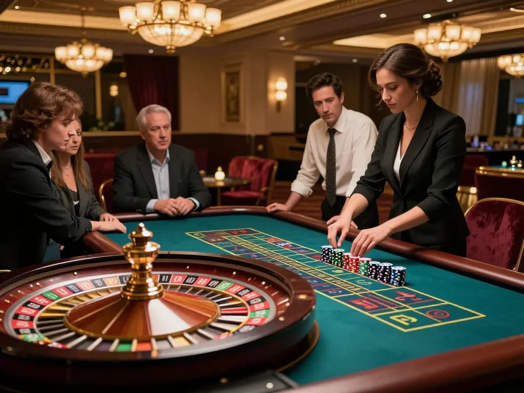 Exciting roulette gameplay at hm88 com casino with vibrant atmosphere and strategic players.
