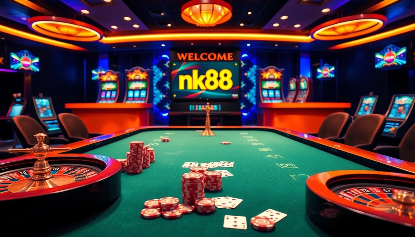 Experience nk88's thrilling online casino with vibrant slot machines and vibrant poker tables.