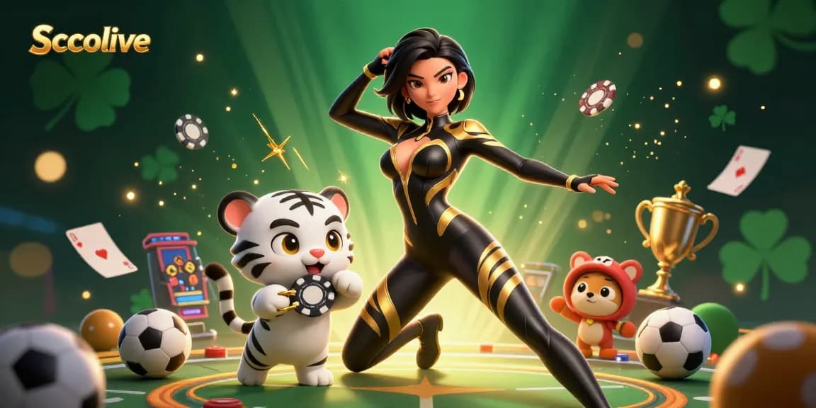 Socolive sports betting scene featuring a dynamic woman and playful tiger amidst engaging betting elements.