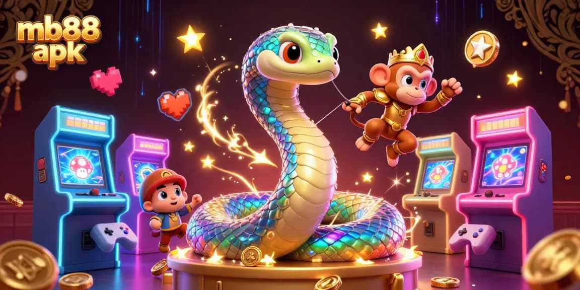 Experience the thrill of mb88 apk with vibrant characters and dynamic gaming elements in this colorful 3D illustration.