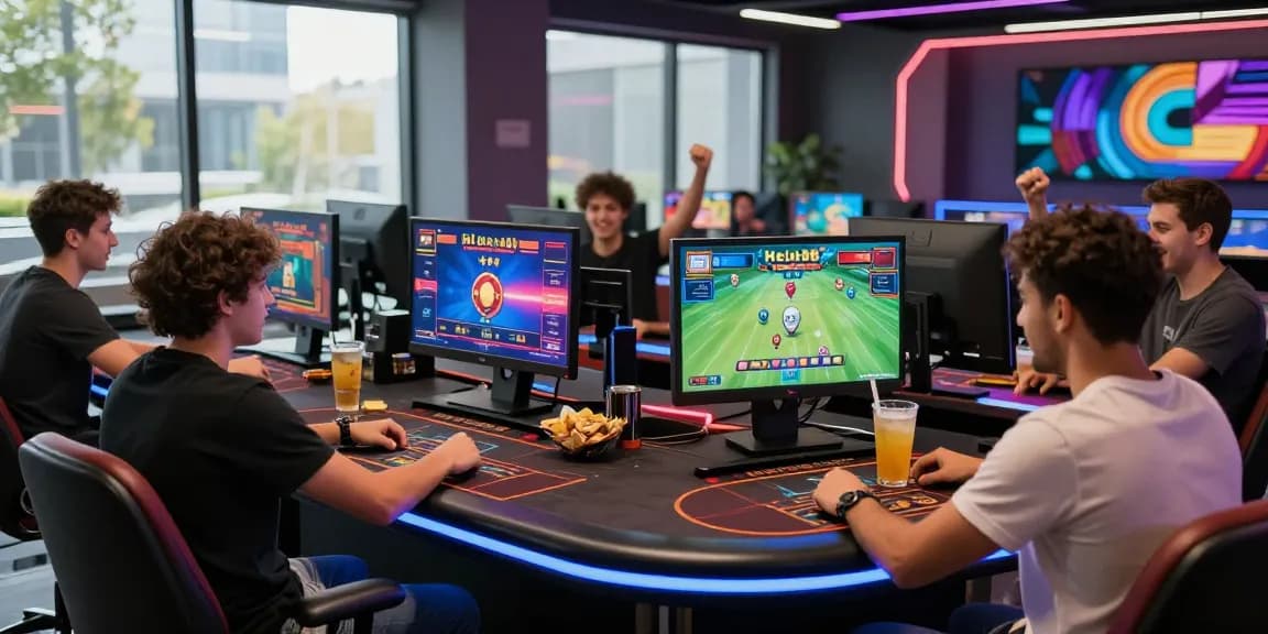Group of friends enjoying games at Hello88, creating a lively online gaming experience.