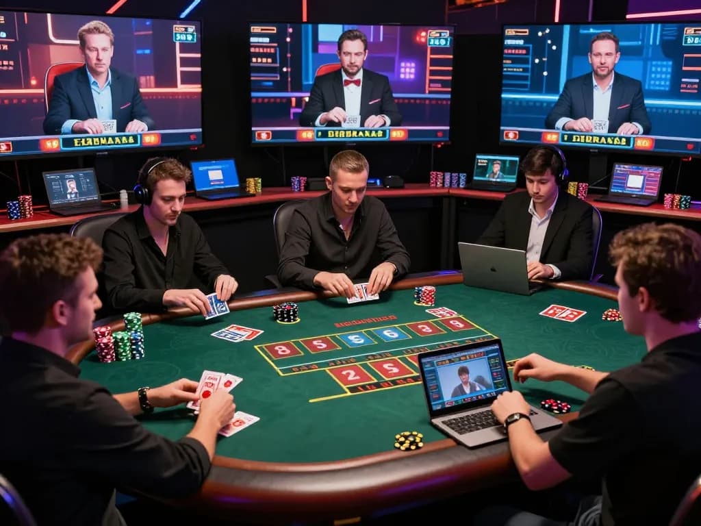 Players engaging in game bài through live dealer interactions, showcasing strategic online gambling.