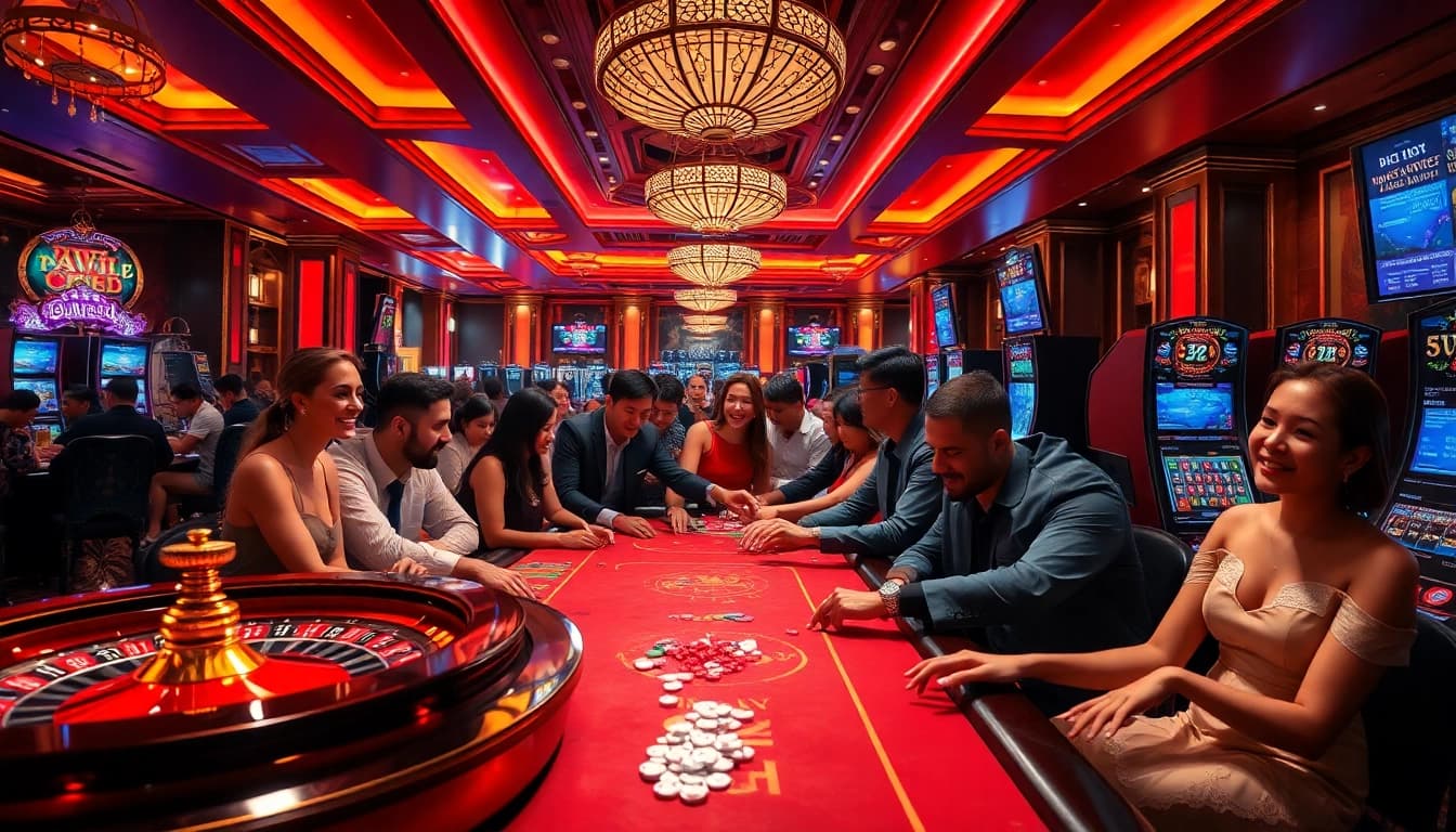 Exciting casino gaming experience at Đăng Ký Nhà Cái 68VIP, featuring players gambling and enjoying various games.