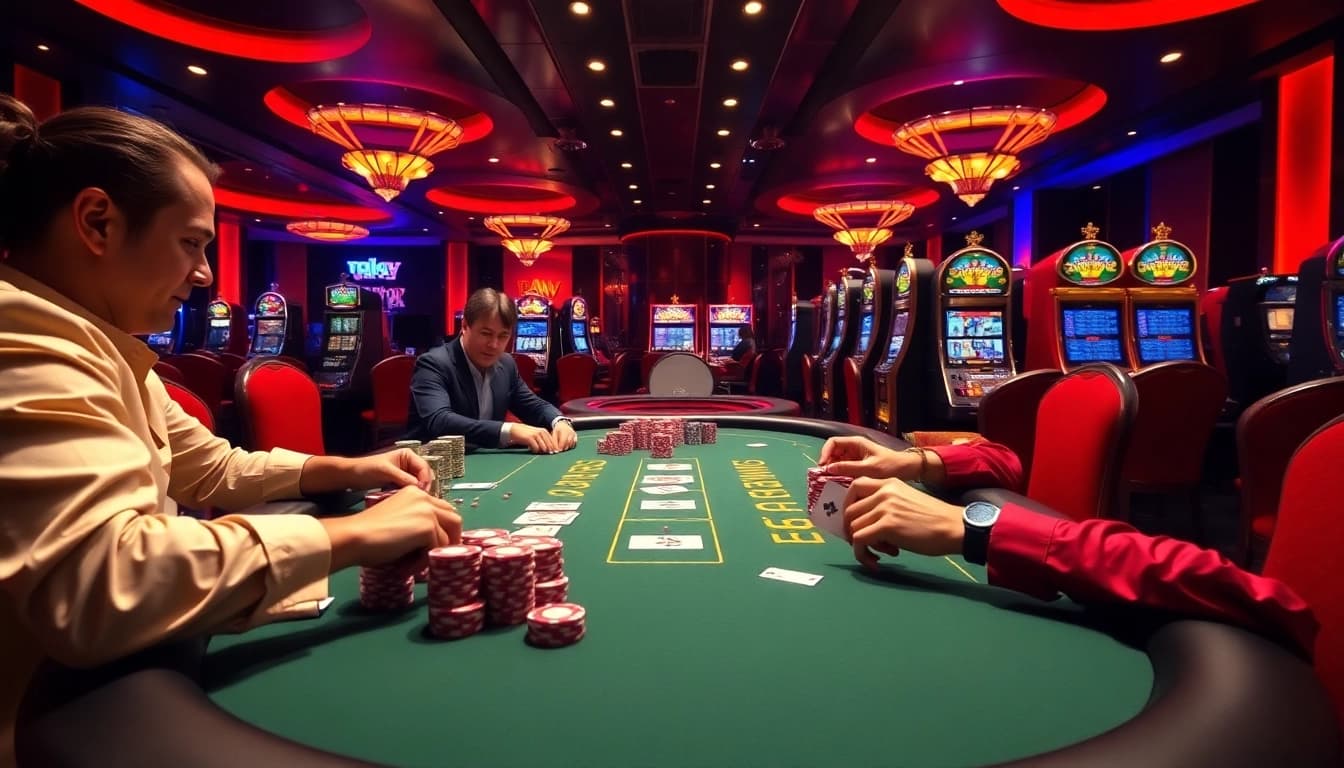 High-stakes poker action featuring gameplay at 789f.site/ with intense players and vibrant casino atmosphere.
