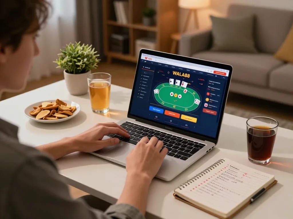 Gambling on WALA88: Engaging in an online poker game from the comfort of home.