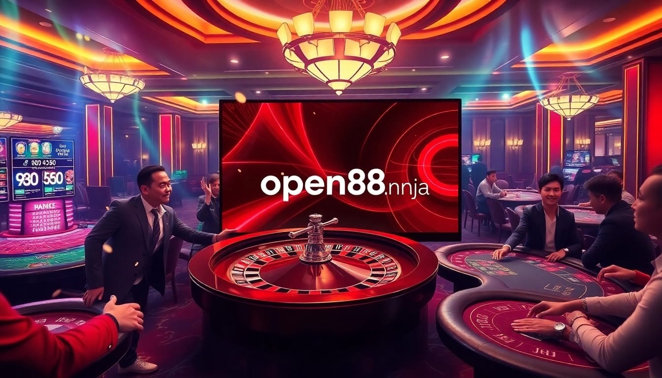 Players enjoying a thrilling game at open88.ninja casino with roulette and blackjack tables.