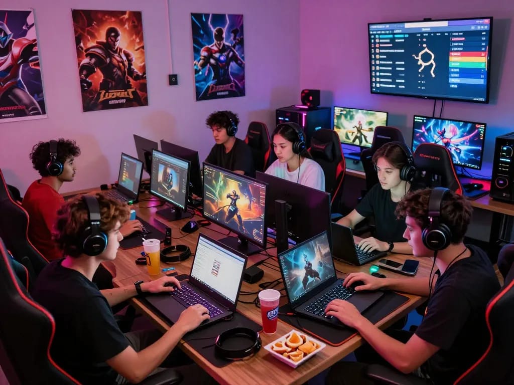 Diverse gamers enjoying SC88 online gaming experience with vibrant atmosphere.