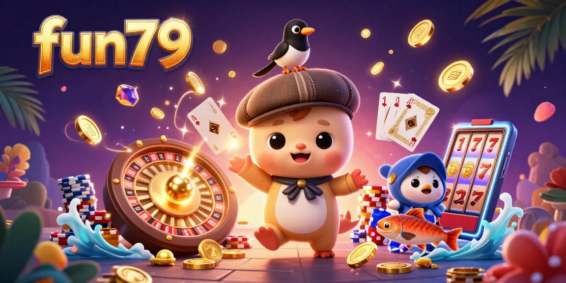 Engage in exhilarating gameplay at fun79, where playful characters bring the thrill of casino games alive.