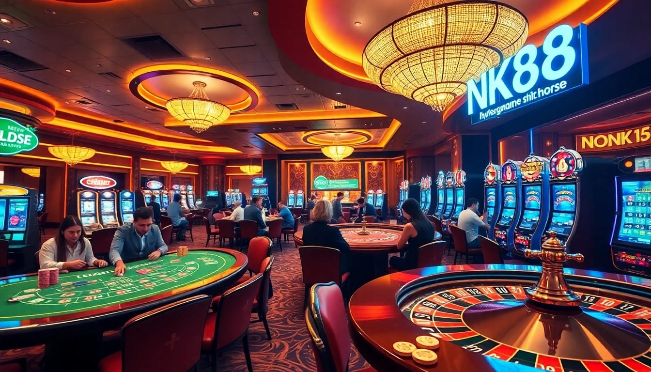 Exciting gambling atmosphere showcasing https://nk88.horse/ with vibrant casino games and enthusiastic players.