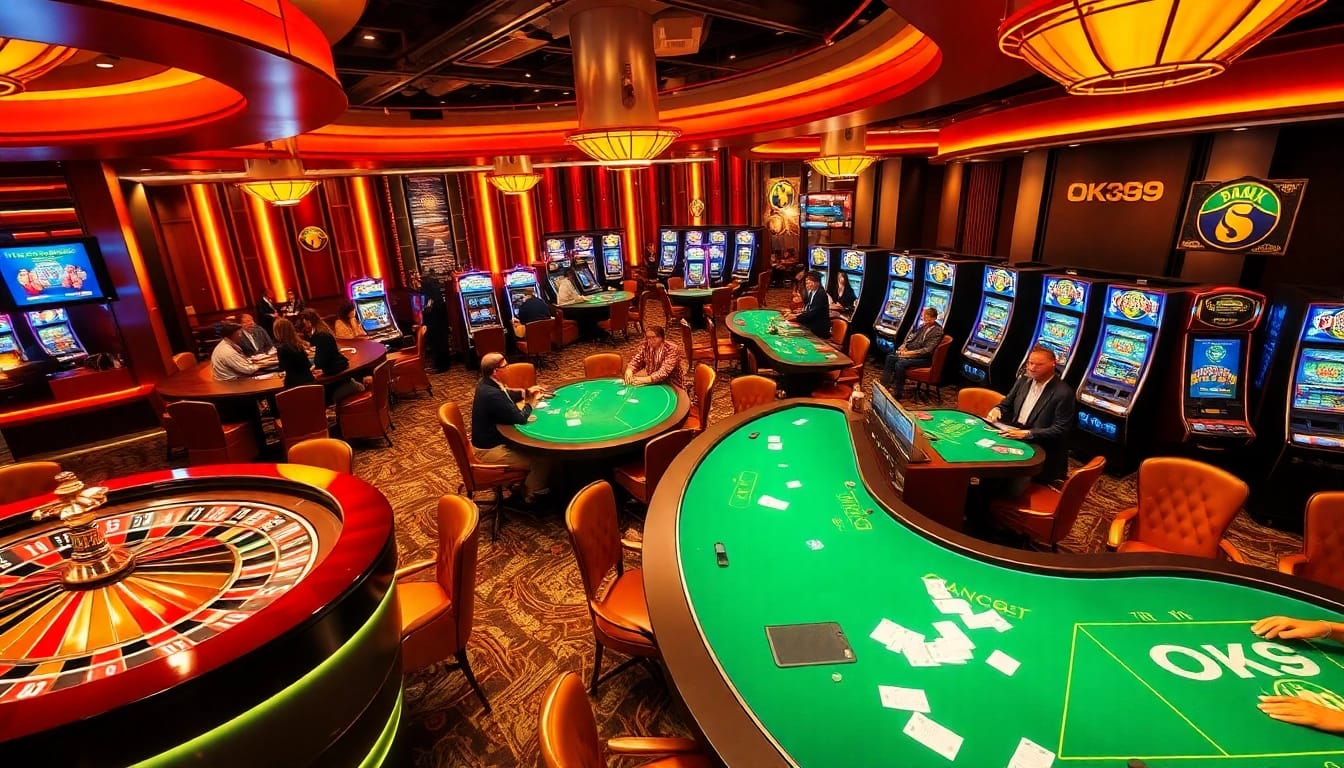 Experience the excitement of betting at OK9 casino with vibrant games and sleek tables.