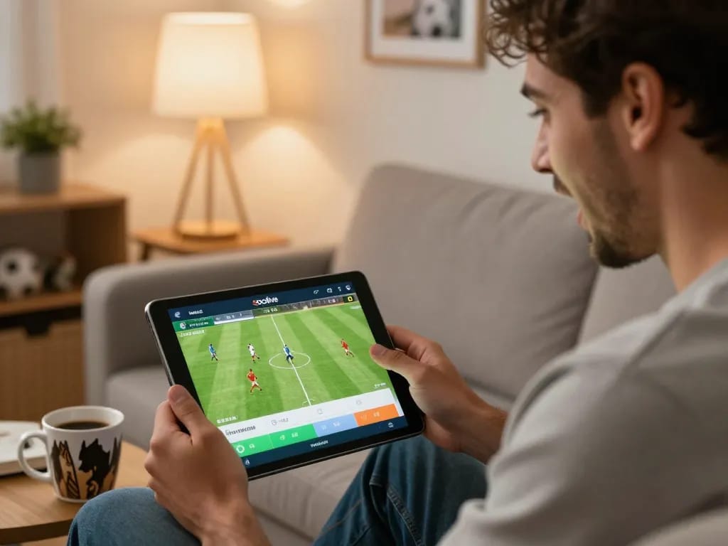 Engaging with the socolive app for live football betting while enjoying a home gaming experience.