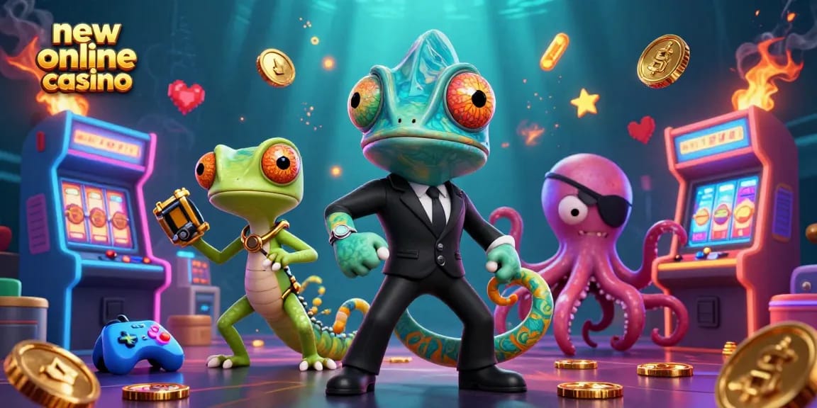 Engage with the new online casino and experience vibrant 3D gaming adventures in a dynamic scene.
