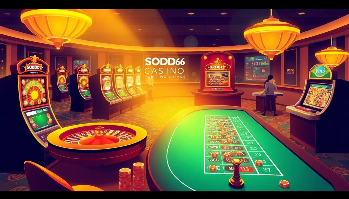SODO66 players enjoying an exciting and vibrant online casino atmosphere with modern gaming tables.