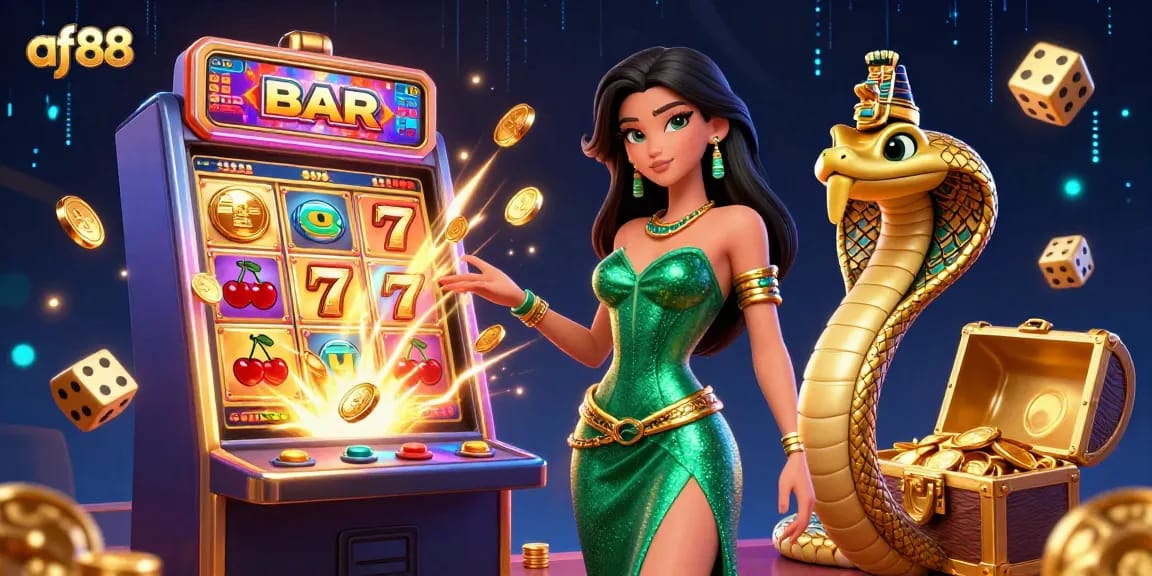 Feel the excitement of af88 with this vibrant 3D casino scene bursting with color and action.
