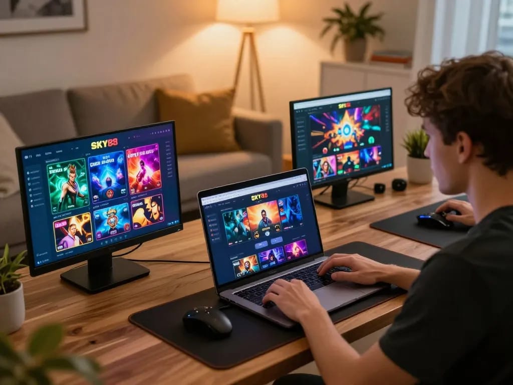 Engaging online gaming experience at SKY88 with a player immersed in strategic gameplay.