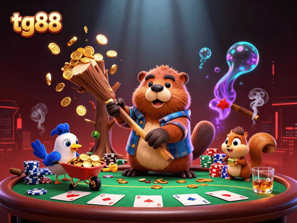 Spin the reels and stack coins at tg88: A bustling casino scene with winning poker moments.
