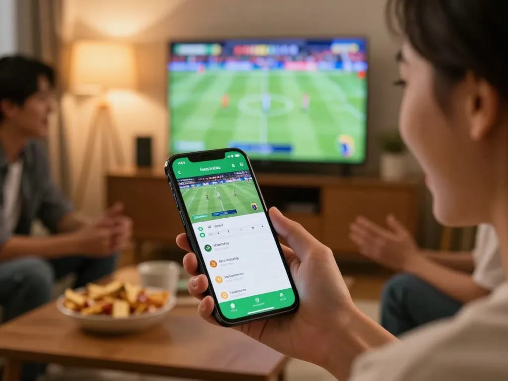 Fun88 sports bettor placing a wager on a mobile device during game night