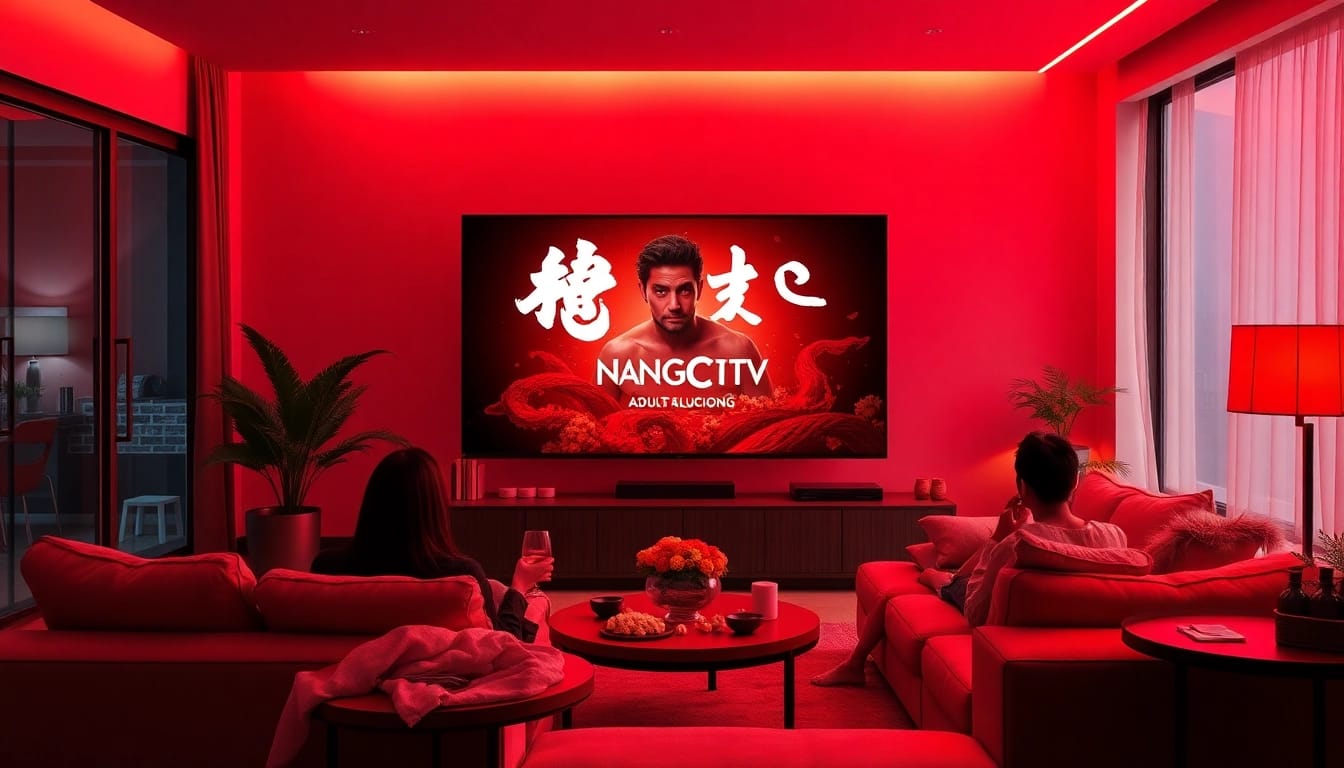NangCucTV streaming entertainment experience in a cozy living room setting with warm lighting.