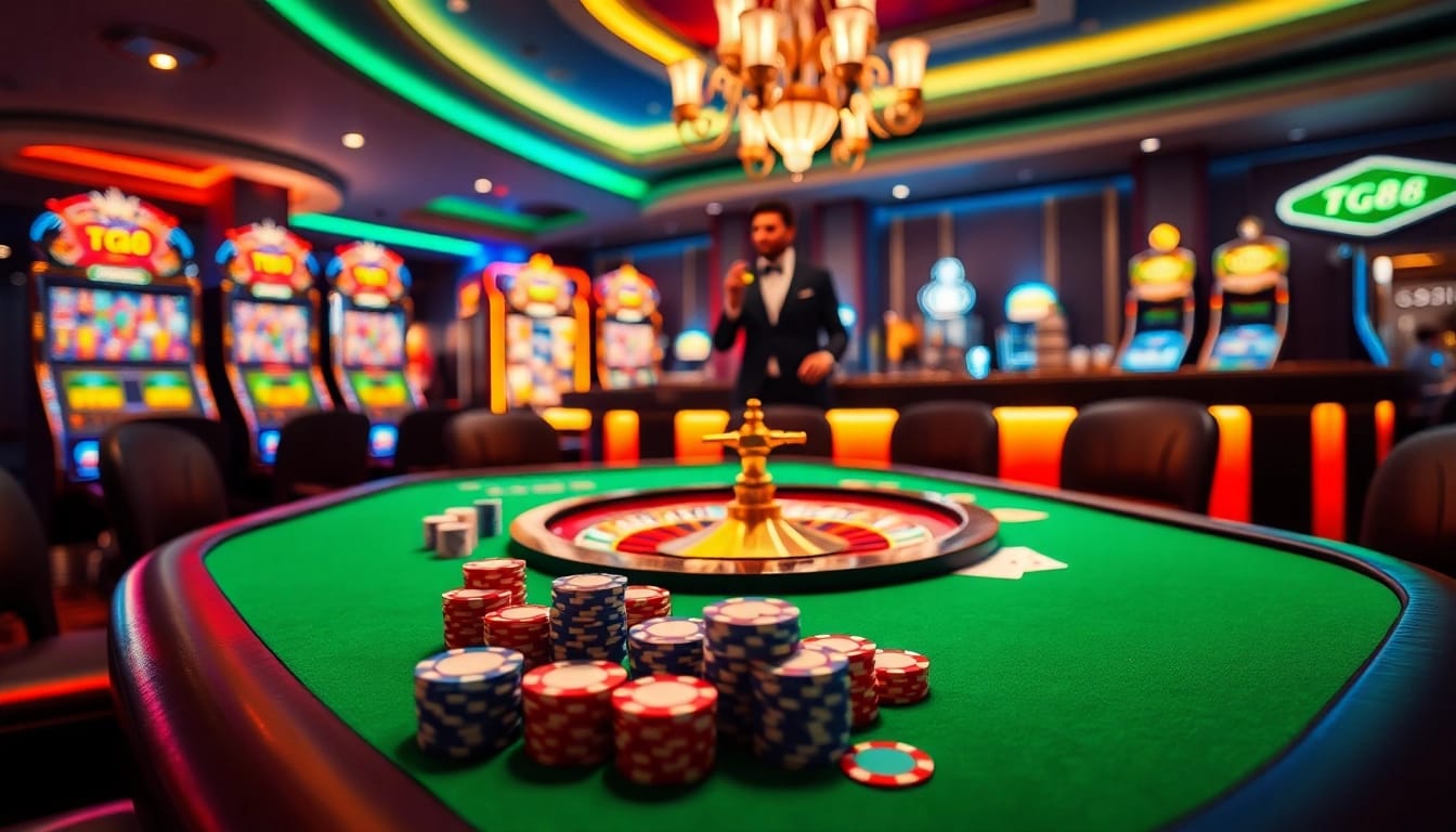 Experience thrilling gaming at tg88 with exciting casino tables and vibrant slot machines.
