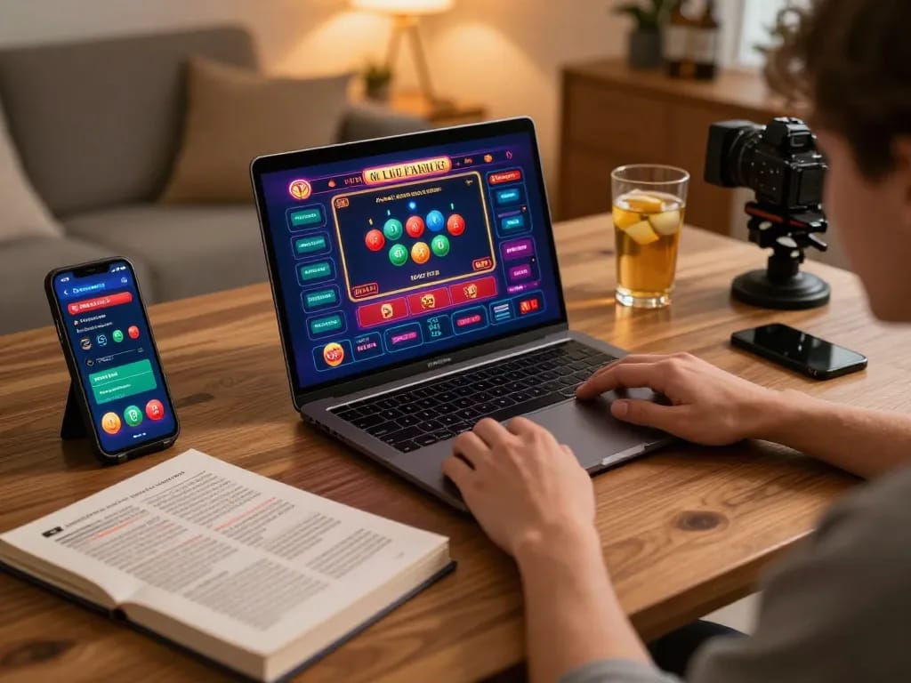 Players enjoy sin88 online gaming with multiple devices in a cozy setup.
