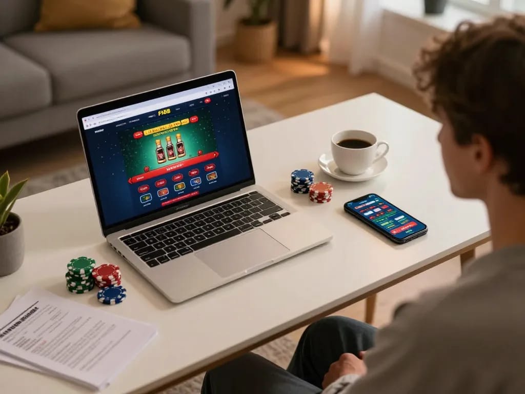 Enjoying an engaging gaming session on f168 with strategic betting and cozy home atmosphere.