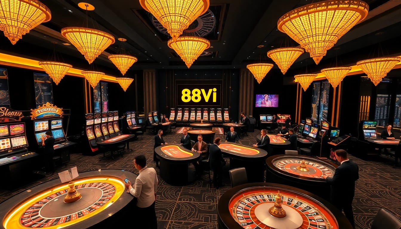 Experience the thrill of online gambling at 888VI with vibrant casino visuals and engaging gameplay.