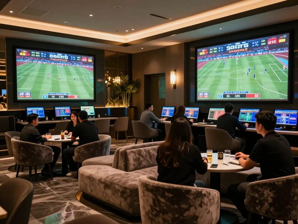 Exciting betting moments at SV66 in a vibrant sports lounge filled with fans.