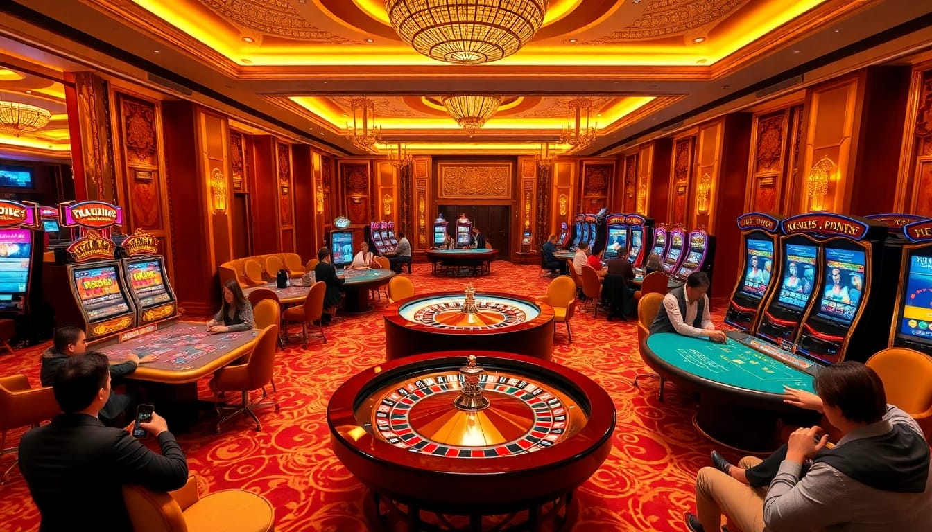 Experience the excitement of gambling at KK55 with stylish gaming tables and vibrant atmosphere.