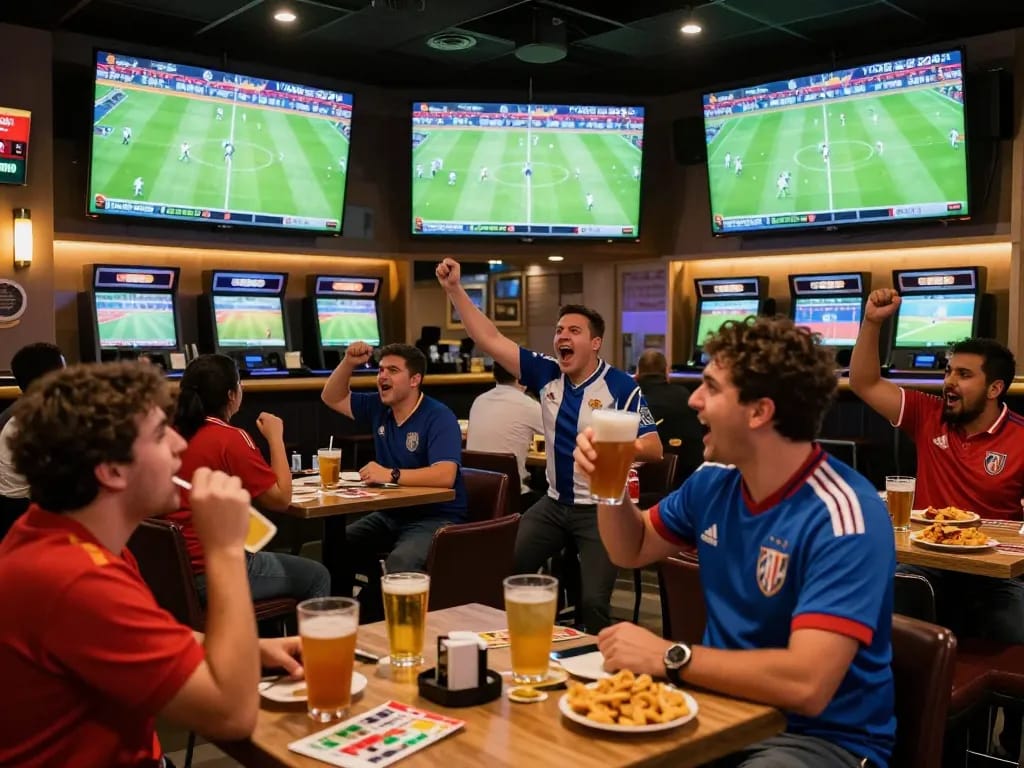 Fans enjoying sports betting at 7mcn during World Cup 2026 with lively action and dynamic atmosphere