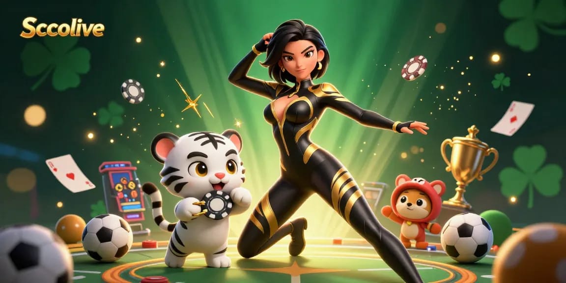 Socolive sports betting scene featuring a dynamic woman and playful tiger amidst engaging betting elements.