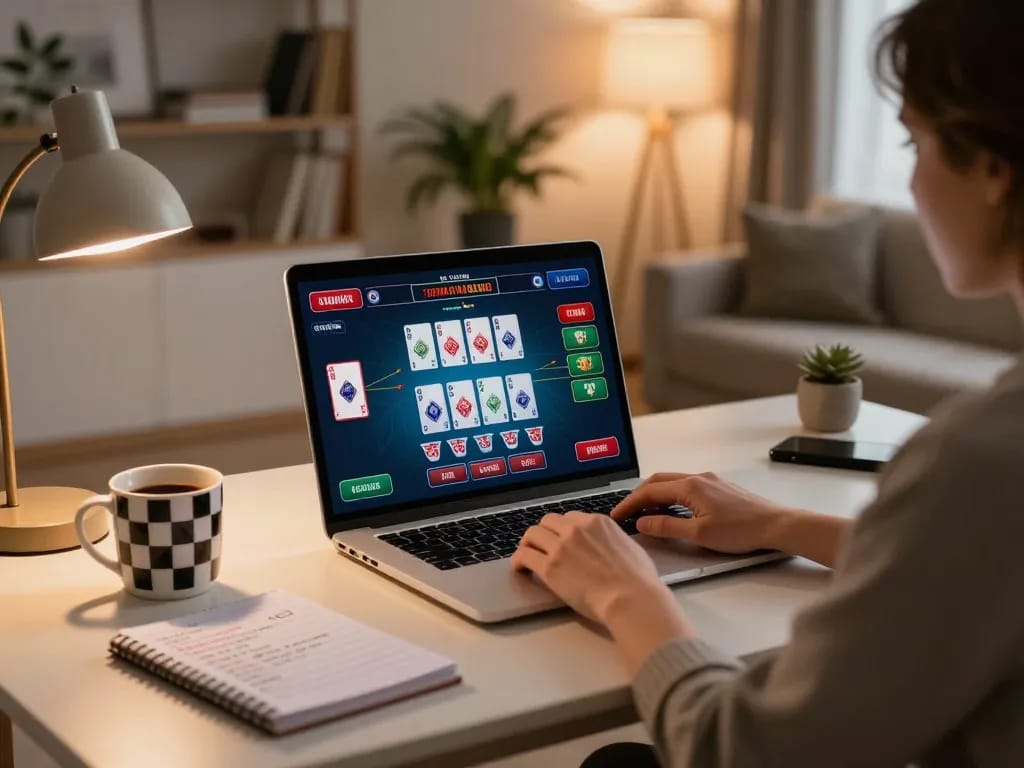 Engaged in online gambling with vebotv, player enjoying live dealer games at home.