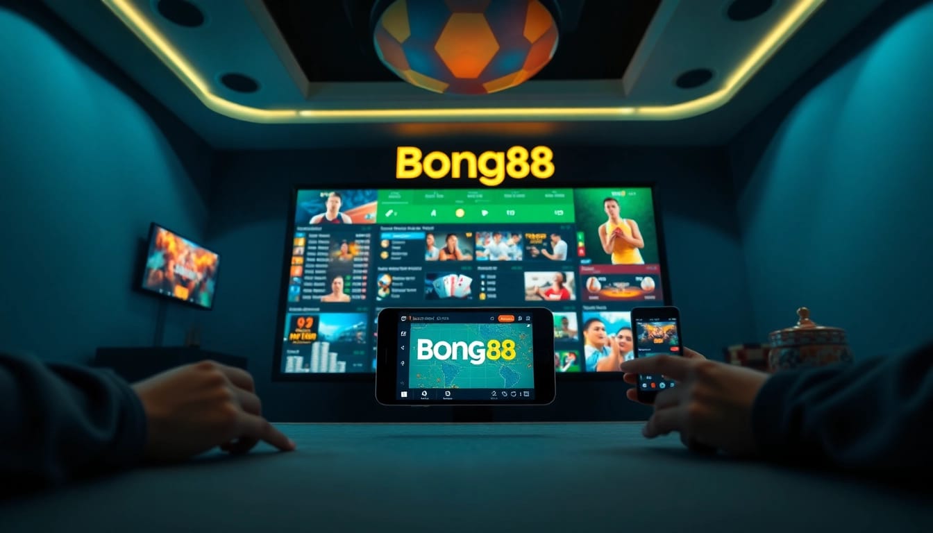 Bong88 vibrant online betting platform showcasing sports and casino games with engaging users.