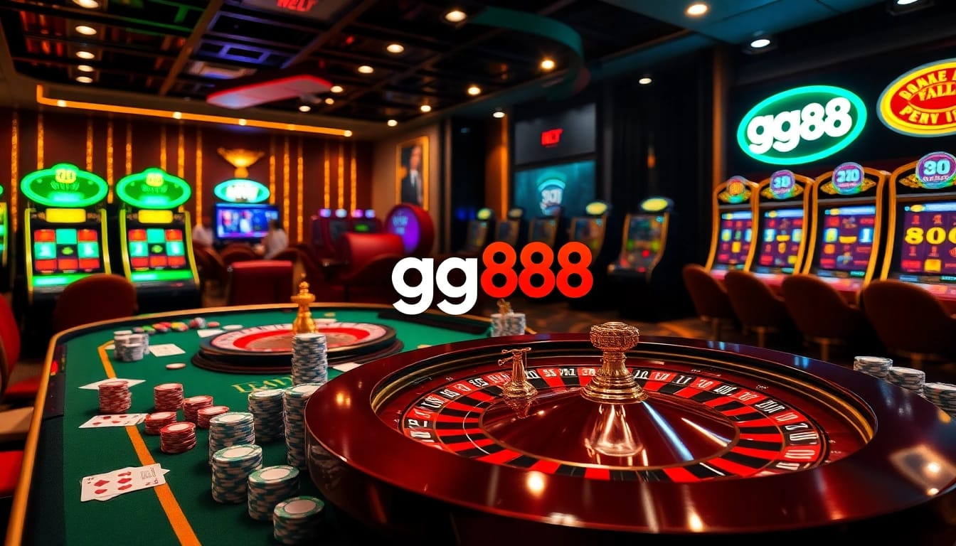 Experience the thrilling ambiance of gg88 with vibrant casino elements and luxurious gaming environments.