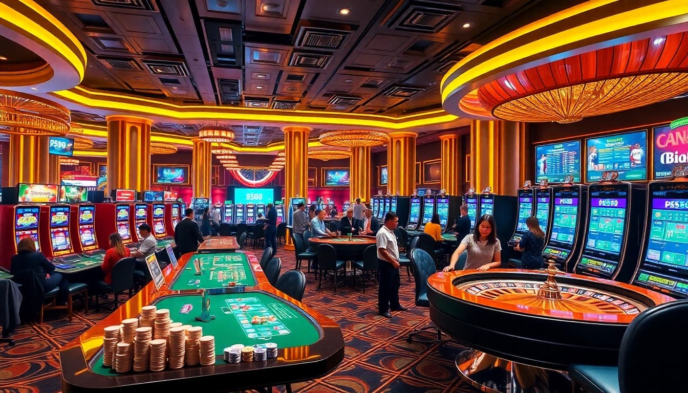 PS99 thể thao gaming excitement as players engage at a vibrant casino.
