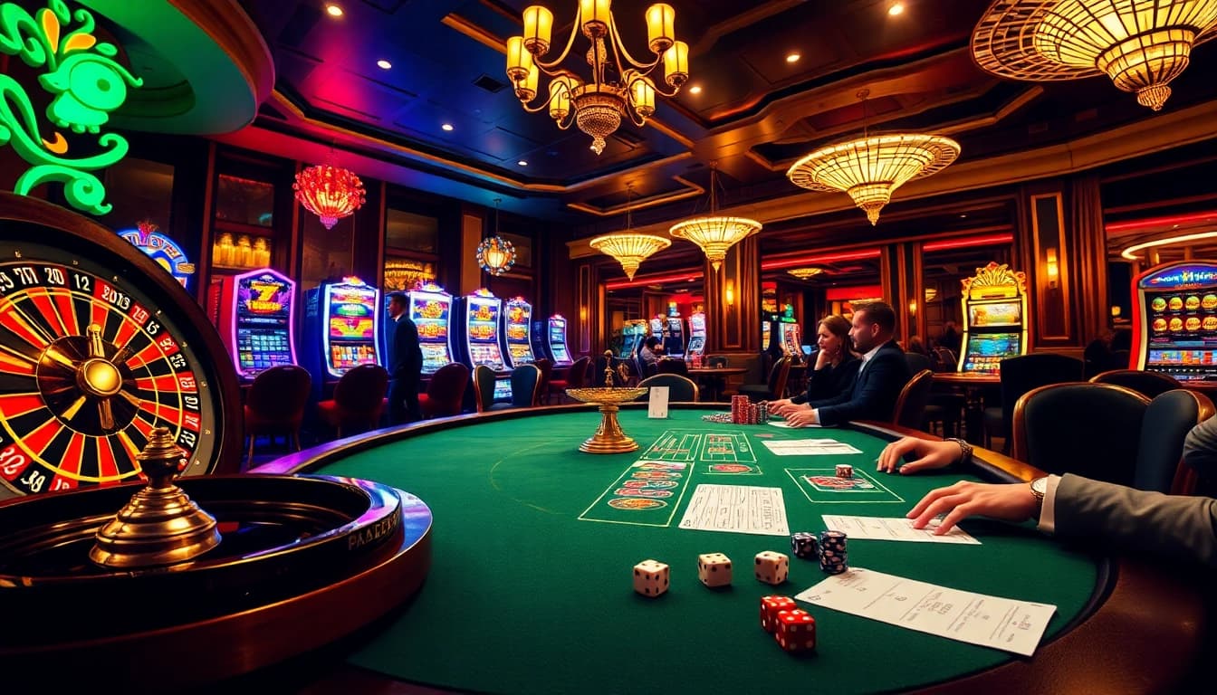 Experience the thrill of gambling action at https://88okwin.com/ with vibrant casino tables and excited players.